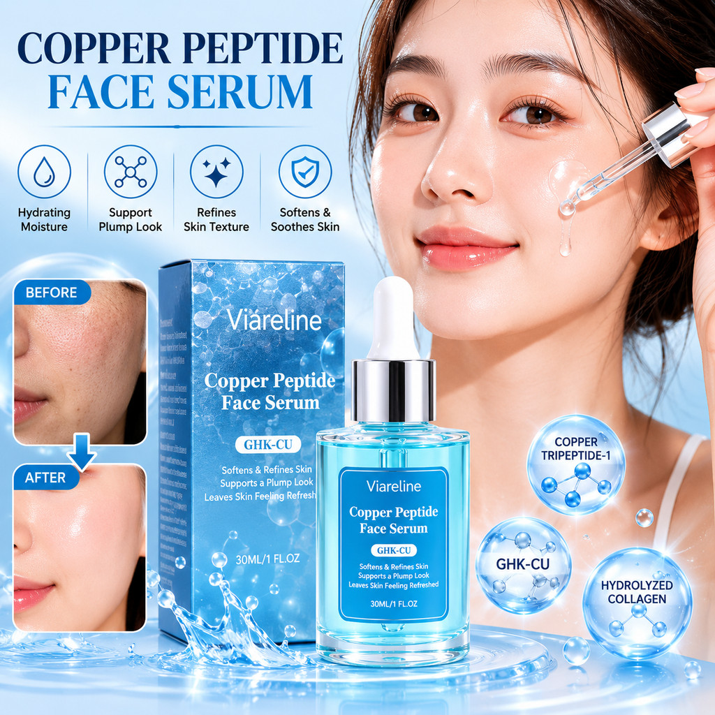 30ml GHK-CU Copper Peptide Face Softens Refines Skin รองรับลุคอวบอิ่ม Hydrating Glow Refreshed Daily