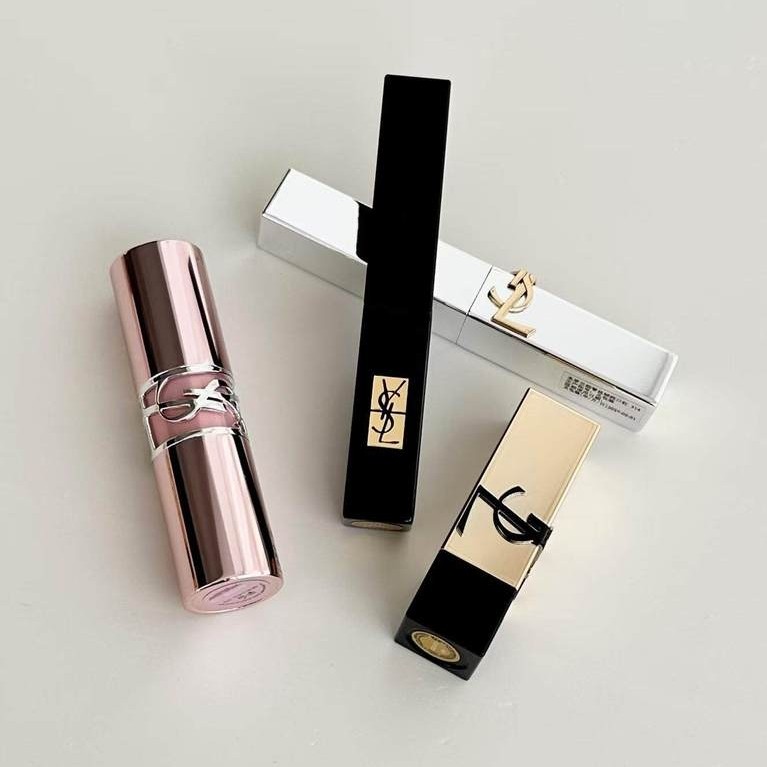 ลิป lipstick Saint Laurent YSL Lipstick Lipstick Gold Silver Bar Black Tube Lip Glaze 610 416 440 Lo