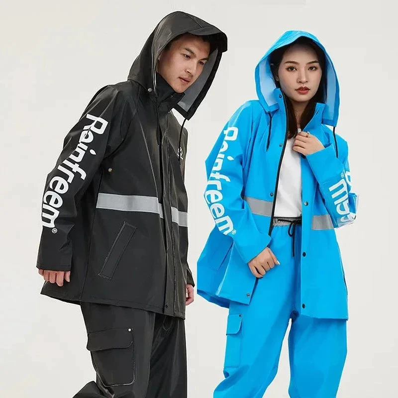 ชุดเสื้อกันฝนกางเกงกันน้ำสำหรับผู้ใหญ่แบบหนาสำหรับขี่มอเตอร์ไซค์ thumbnail 8