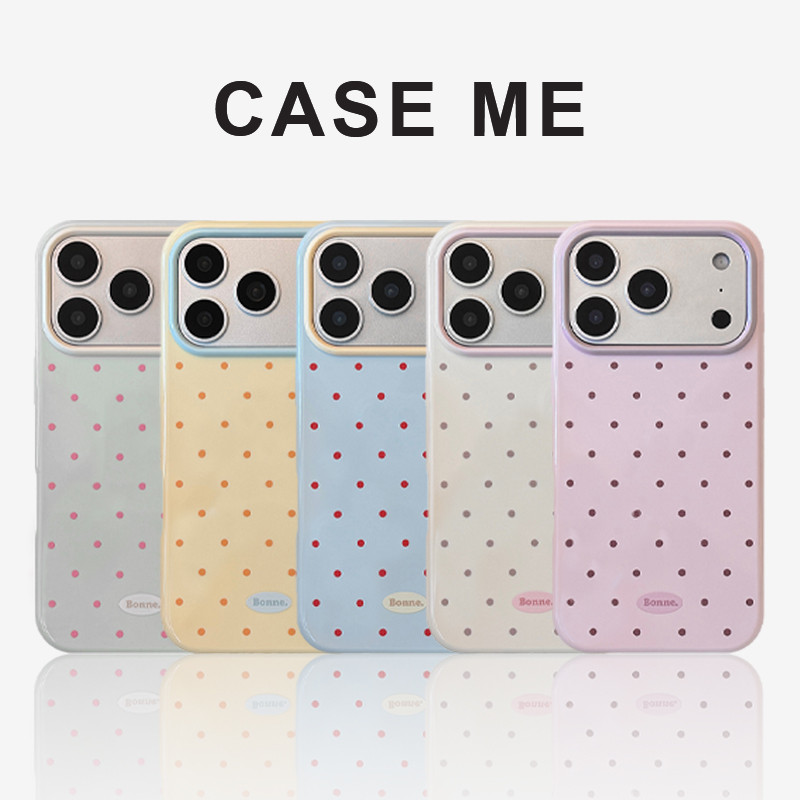 แฟชั่นสีทึบ Polka Dot ครีมเคลือบเงาเคสโทรศัพท์กันกระแทกสําหรับ iPhone 17 16 15 14 13 Pro Max 17Pro