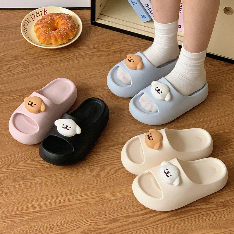 Happy Pippi Life Hall ~ ~ ~ การ์ตูนน่ารักลูกสุนัขหนา Soled รองเท้าแตะหญิงฤดูร้อน Anti-Slip รองเท้าแต