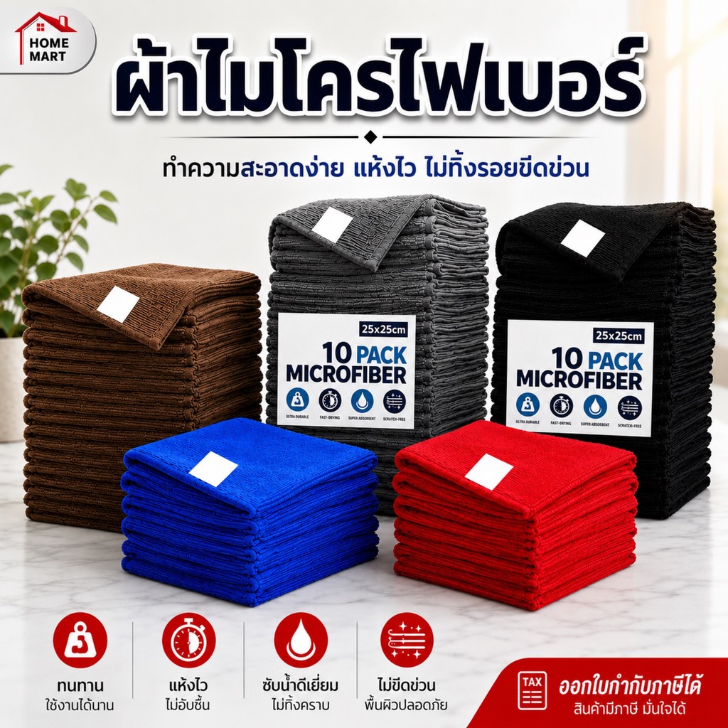 ผ้าไมโครไฟเบอร์ 400GSM หนานุ่ม ซับดี ใช้ได้ทั้งครัว รถ และร้านค้า อเนกประสงค์