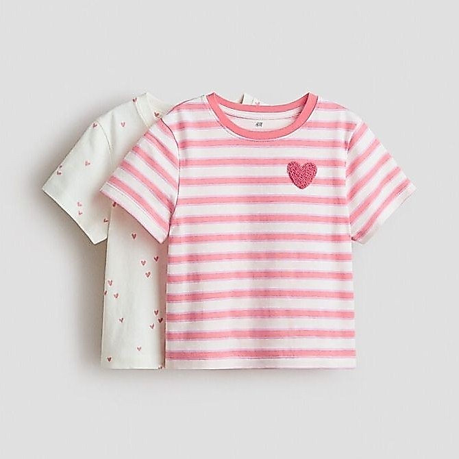 H&M(เอชแอนด์เอ็ม) เสื้อยืดผ้าฝ้าย 2 ชิ้น เด็กหญิง 1354553_1