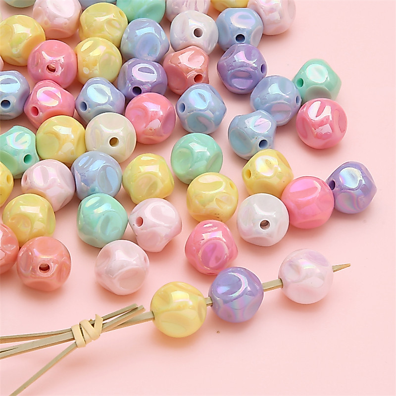 ลูกปัดอะคริลิก twisted สีสัน 16mm รูปทรงไม่สม่ำเสมอ สำหรับทำเครื่องประดับ DIY