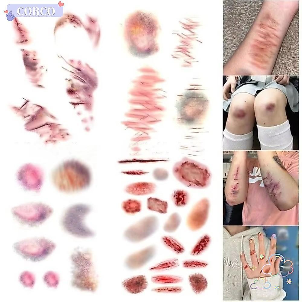 สติกเกอร์แผลเป็นและรอยสัก แบบคอสเพลย์ แขนและข้อเท้า กันน้ำได้นาน ดูสมจริง