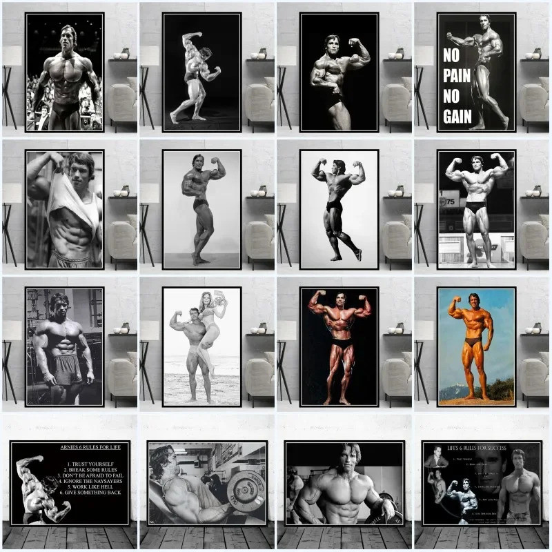 โมเดิร์นคลาสสิก Wall Art Arnold Schwarzenegger เพาะกายฟิตเนสภาพวาดสีน้ํามันโปสเตอร์พิมพ์บ้านห้องนอนห้องนั่งเล่นตกแต่ง