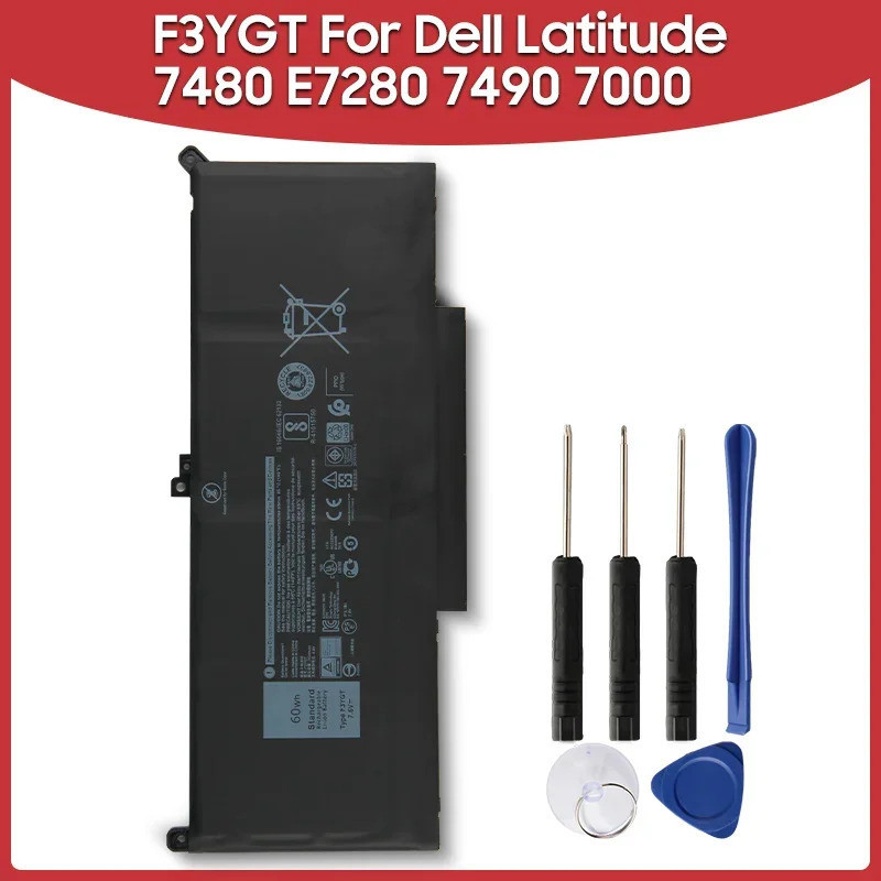 แบตเตอรี่ 60Wh F3YGT DM3WC 2X39G สำหรับ Latitude 7480 E7280 7490 7000