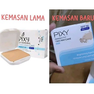 Bedak alas pixy uv whitening two way cake perfect fit + squalane oil SPF 15 tahan lama