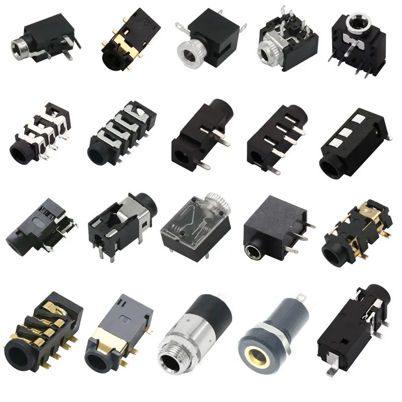 2.5 มม.3.5 มม.แจ็คหญิงเชื่อมต่อผ่านหลุม PCB DIP SMD หูฟังแจ็คซ็อกเก็ต PJ-242/301M/313E/320D/327A/391