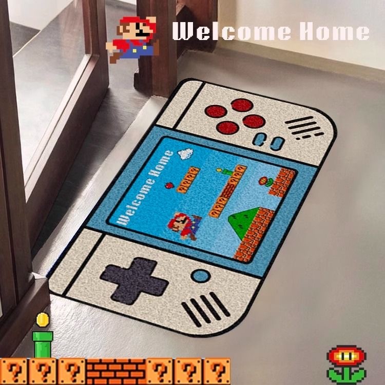 เกมคอนโซลเข้าประตูพรมปูพื้นที่ไม่ซ้ํากันน่ารักครัวเรือนเข้าประตูเสื่อเท้าสกปรกทนผ้าไหมแหวนเสื่อกันลื่นตัดได้พรม