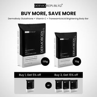 DermoBody Glutathione + Vitamin C + Tranexamic Acid Brightening Body Bar Soap