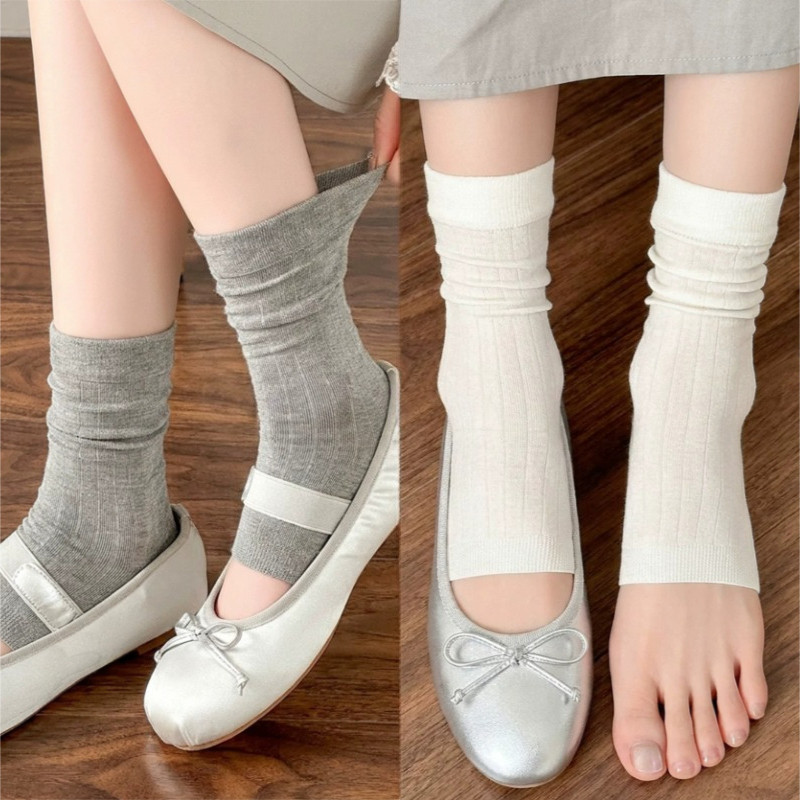 ฤดูร้อนBreathable Ribbedข้อเท้าถุงเท้าผู้หญิงเปิดนิ้วเท้าSlouchyขาอุ่นน่ารักเกาหลีแฟชั่นJK Lolitaอุปกรณ์เสริม