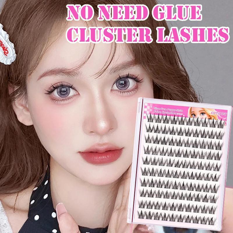 100-120 Cluster Eyelash Extension ไม่จําเป็นต้องกาว Cluster Mm Lashes 14 D ฟรีกาว Curl Reusable H2f3