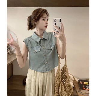 （จัดส่งภายใน24ชม）LUNA GIRL💥 เสื้อเชิ้ตยีนส์แขนสั้น ✨ หลวมๆ สบายๆ สไตล์สาวออฟฟิศ!