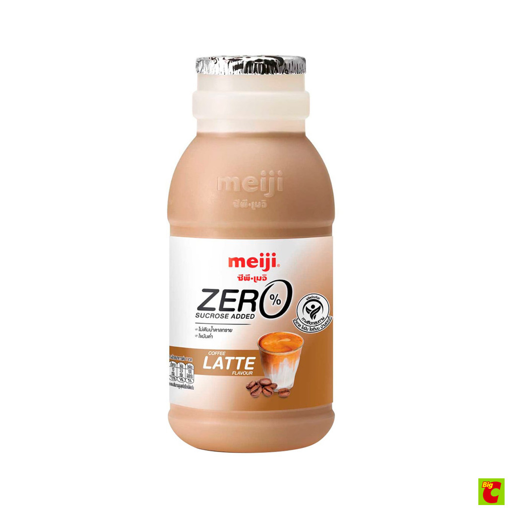 ซีพี-เมจิ นมพาสเจอร์ไรส์ รสกาแฟลาเต้ สูตรไม่เติมน้ำตาลทราย 200 มล.