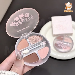 Kakashow พาเลตดอลลี่อาย 4 สี ไฮไลต์+เฉดดิ้งในตลับเดียว ติดทนนาน กันน้ำ กันเหงื่อ