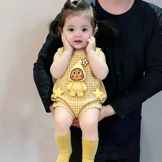 ชุดจั๊มสูทแขนกุดแบบบางสําหรับฤดูร้อนใหม่ของทารกสําหรับ0-36เดือนเย็นและระบายอากาศสุดน่ารักการ์ตูนดาวชุดรอมเปอร์สไตล์เกาหลี