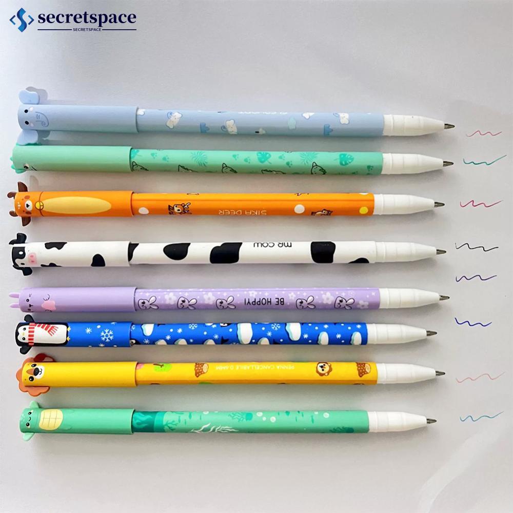 SECRETSPACE 8 ชิ้นน่ารัก 3D สัตว์ Erasable ปากกาเจล 0.7 มม.ปลายละเอียดปากกาลูกลื่นที่มีสีสันสําหรับโ