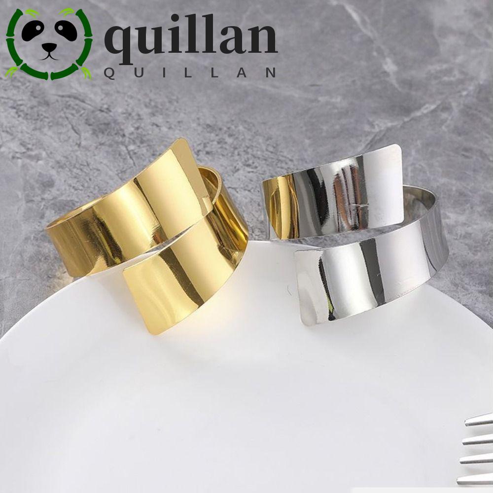 QUILLAN ผ้าเช็ดปากแหวนไม่สม่ําเสมอรูปร่างทอง/เงินผู้ถือผ้าเช็ดปาก,งานแต่งงานตกแต่งตาราง Gilded โลหะผสมโลหะงานแต่งงานผ้าเช็ดตัวแหวน Party