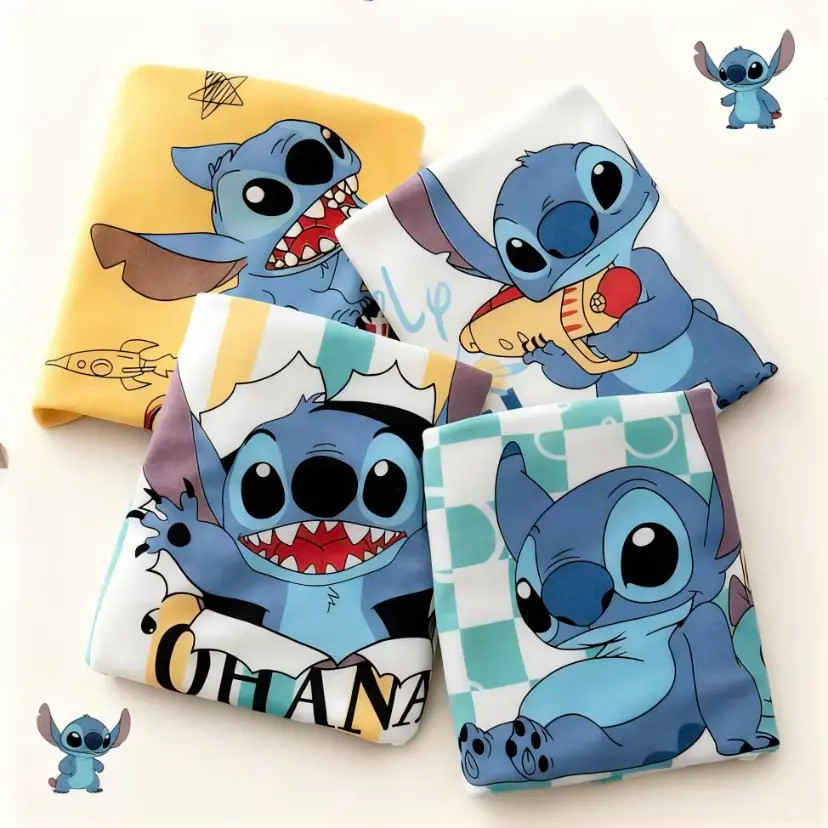 Boys' Underwear [4-Pack] Stitch Cartoon Pattern Boxer Briefs, suitable for children aged 2-14, older kids and toddlers.