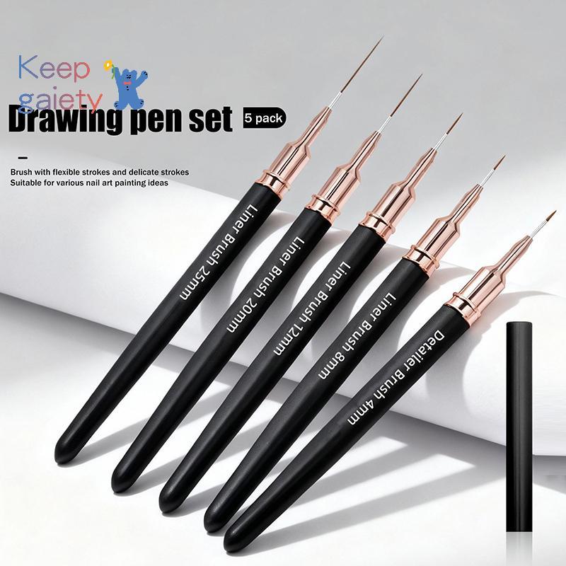 Kpt-t 5PCS Nail Art Liner แปรงขนาดภาพวาดเล็บออกแบบปากกา รูปที่ 7