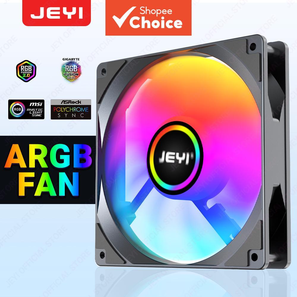 พัดลมระบายความร้อน JEYI ขนาด 120 มม. พร้อมซิงค์ความร้อนเงียบพิเศษ ARGB รองรับ Aura Sync ควบคุมด้วย PWM 4 พิน และอินเตอร์เฟซ 3 พิน 5V, ความเร็ว 1600 รอบ/นาที 13-29 เดซิเบล