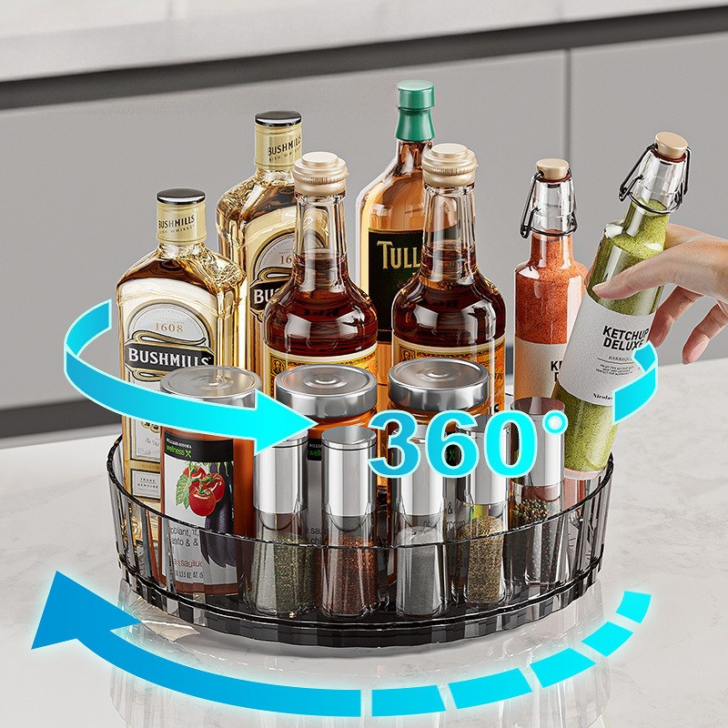 360° ที่วางเครื่องปรุง หมุนได้ ชั้นวางเครื่องปรุง รสแบบหมุนได้ ชั้นวางครัวสแตนเลส ชั้นวางของครัวอเนกประสงค์