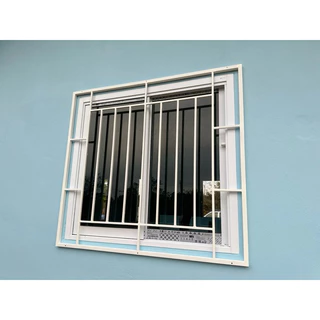 หน้าต่างเหล็กดัด ขนาด 110*110ซม. สีขาวกับสีดำ(บานเดี่ยว)แข็งแรง กันขโมย**สั่งทำขนาดพิเศษได้