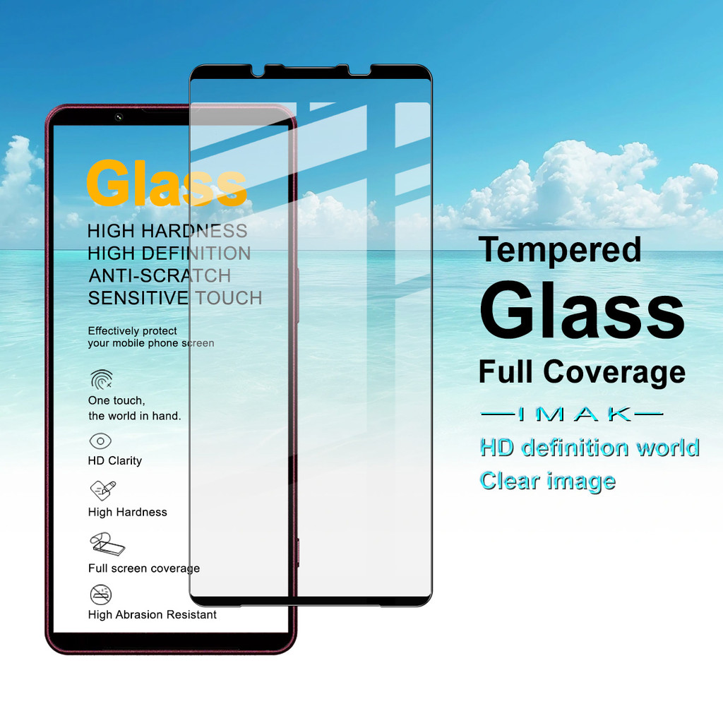 Imak สําหรับ Sony Xperia 1 VIII Mark 8 กระจกนิรภัยกาวเต็มฝาครอบฟิล์มป้องกันหน้าจอ