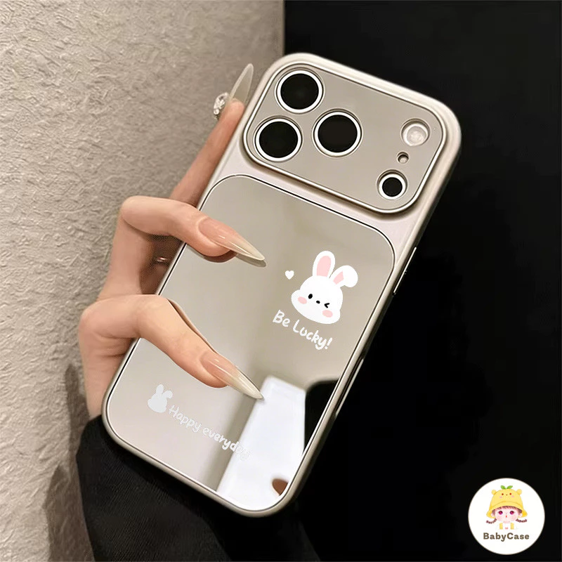 เคสโทรศัพท์กระจกกระต่ายน้อยน่ารักเรียบง่าย เคสไอโฟน17 เหมาะสำหรับIPhone X XS Max17 16 11 13 XR 14 12 ProMAX 14 Plus