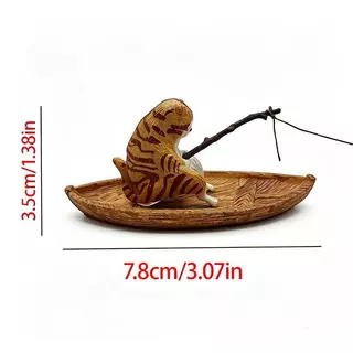 [H&K] Characterful Aquarium Setup พร้อมตกแต่ง 1 ชิ้นเรซิ่นแมวตกปลาเรือเครื่องประดับสําหรับถังปลา {th}