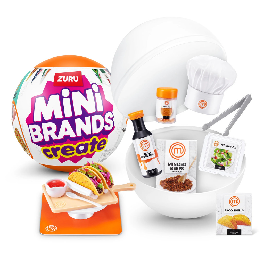 มินิแบรนด์สร้าง MasterChef Series 2 แคปซูล,สะสม Unbox Surprise ของเล่น 11 Mini จาน UV LED Toque และการ์ดสูตรจริงสําหรับเด็กวัยรุ่นผู้ใหญ่อายุ 8+ โดย Zuru Bestselle