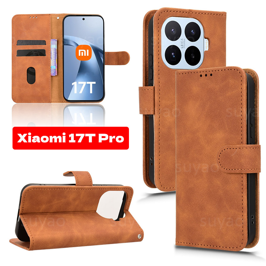สําหรับ Xiaomi 17T Pro 17TPro 15T 2026 เคสโทรศัพท์ Stand Holder กระเป๋าสตางค์หนัง PU ปลอก Xiaomi17T 14T Mi Mi17T กันกระแทก Anti-Fall Magnetic Bracket ฝาหลัง