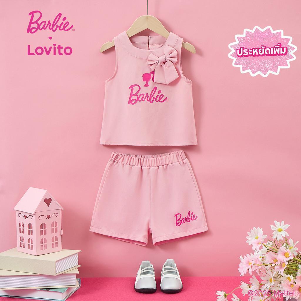 [Summer Sale] Barbie™ X Lovito Kids แคชชวล กางเกงขาสั้นน่ารัก ชุดโบว์ ชุดกางเกงขาสั้นสีชมพูสําหรับเด็กผู้หญิง LB1AD008