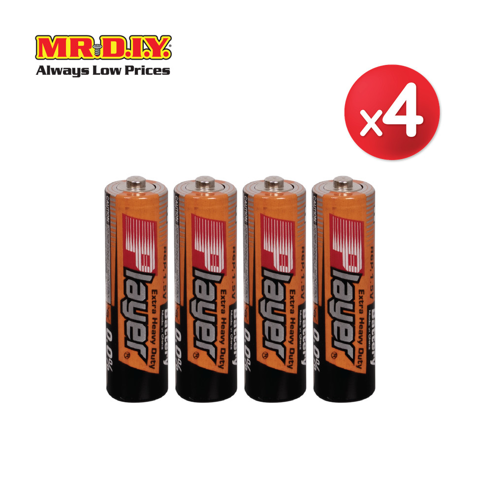 [แพ็ก 4] PLAYER ถ่านอัลคาไลน์ AA R6P 1.5V Extra Heavy Duty (4 ก้อน/แพ็ก)_9025388