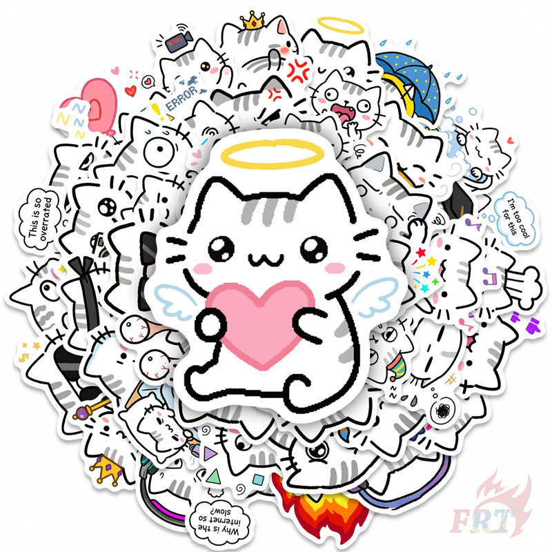 50ชิ้น/เซ็ต ถาม แมวขาวตลก . สติ๊กเกอร์อีโมจิมีม สติ๊กเกอร์สติ๊กเกอร์แฟชั่น DIY Doodle กันน้ํา