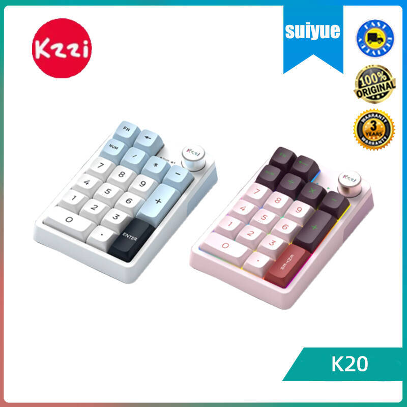 KZZI K20 คีย์บอร์ดไร้สาย Bluetooth Triple Mode พร้อมปุ่ม RGB Hot-Swappable และฟังก์ชั่นเครื่องคิดเลข