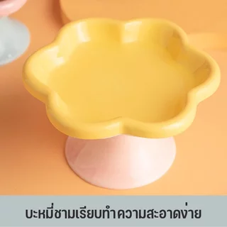 ชามอาหารแมว เซรามิก กันคว่ำ ชามอาหารสัตว์เลี้ยง ชามแมว ชามสุนัข ถ้วยอาหารแมว ฐานสูง