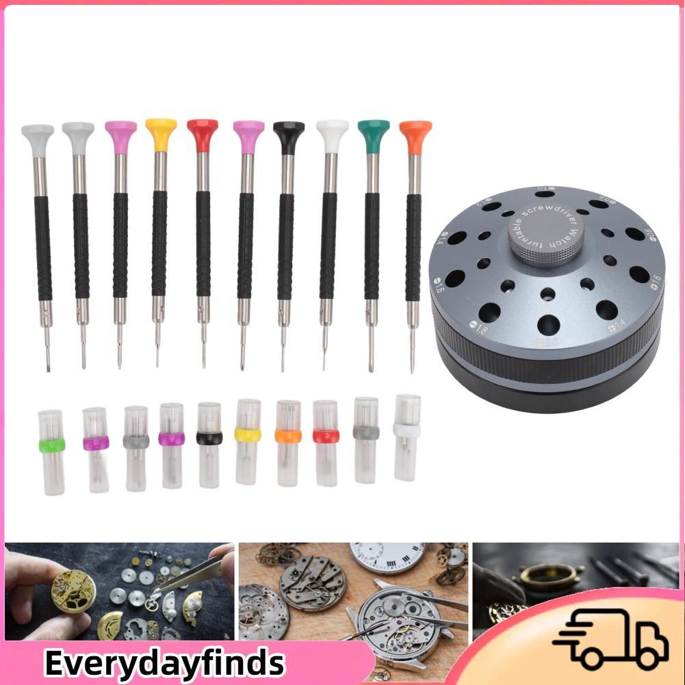 Everydayfinds Everydayfinds ไขควงช่างซ่อมนาฬิกาซ่อมเครื่องมือ 10 ชิ้นติดตั้งง่ายหลักฐานซ่อมมืออาชีพหลายขนาดร่องสำหรับของเล่น (สีน้ำเงิน)