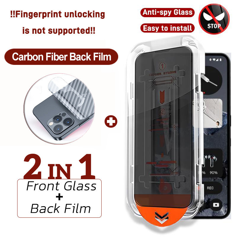 Nothing Phone 3A Privacy Tempered Glass for Nothing Phone 3A 3 2A 2 1 Anti-Peeping Spy ติดตั้งง่าย 2-in-1 ป้องกันหน้าจอฟิล์มด้านหลังนุ่ม
