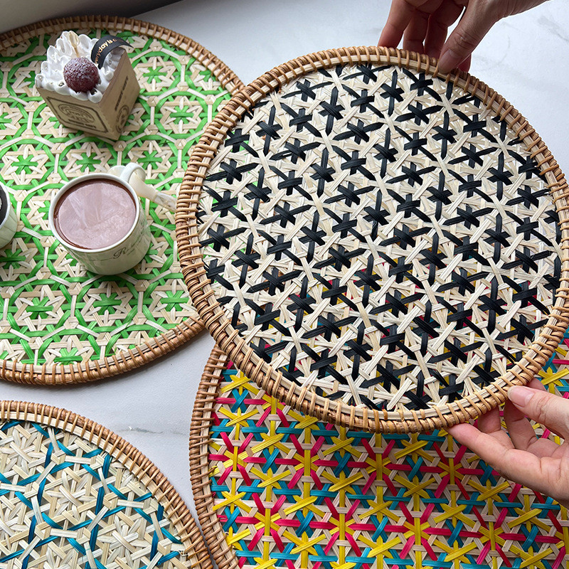 [DreamStore] Nordic หวายไม้ไผ่ Handmade ชาติพันธุ์ Coaster หม้อ MAT Placemat ห้องครัว Western ร้านอาหารแผ่นฉนวนกันความร้อนผนังตกแต่งจี้