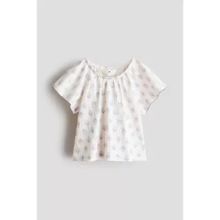 H&M(เอชแอนด์เอ็ม) เสื้อทอผ้าครีปลายพิมพ์ลาย เด็กหญิง 1341333_1