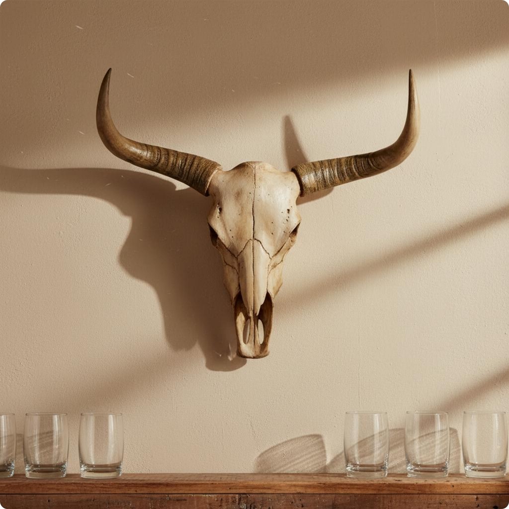 Vintage Finish Bovine Head Wall Mount Rustic Faux Bovine Skull Decor สมจริงสําหรับบาร์, ร้านอาหาร