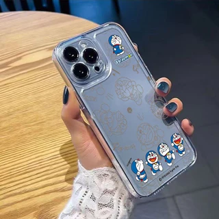 การ์ตูนการ์ตูนโดราเอมอนโทรศัพท์มือถือนุ่มเคสใสเข้ากันได้iPhone 7Plus 15Plusพรีเมี่ยม14Plus 13ProMaxแฟชั่น16ProMax 12ProMax Creative 11 XR 17PROกันกระแทกป้องกันกรณี