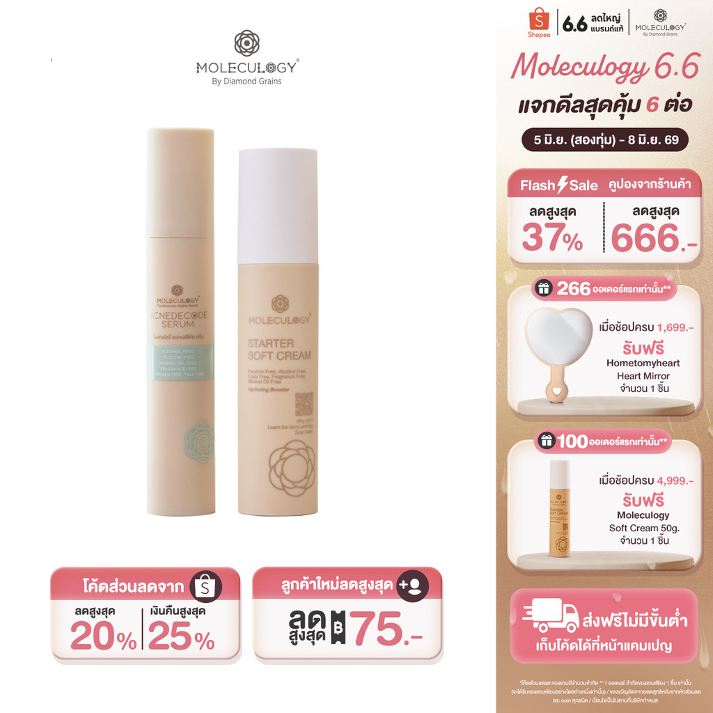 Moleculogy [Set 2 ชิ้น] AcneDecode Serum (50ml) + Starter Soft Cream (50g)