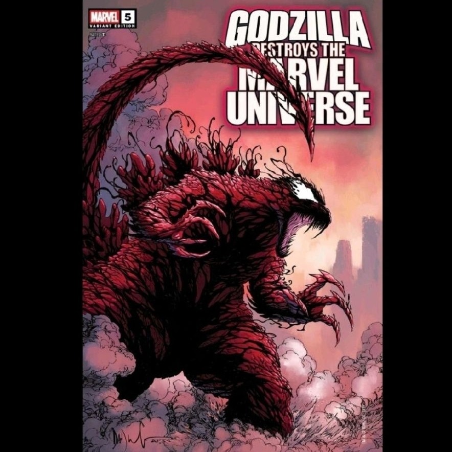 Godzilla ทําลายจักรวาล Marvel 5 Dave Wachter Marvelized Carnage-Zilla Variant