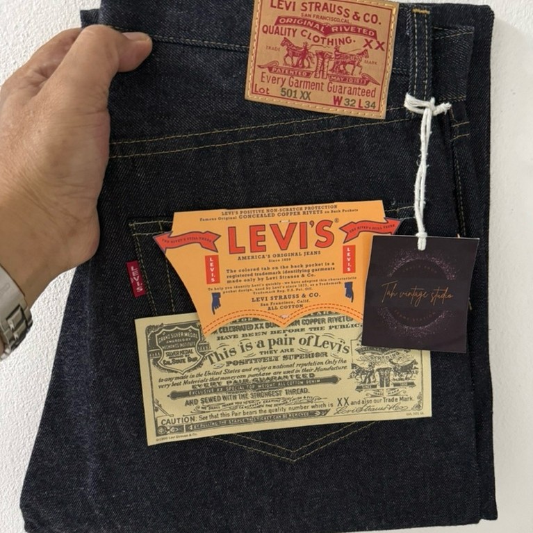 Levi’s 501 xx LVC 1955 bigE ริมแดง Made in USA , button 4420 , Size W32 L34 (ขนาดจริงดูตรงรายละเอียด