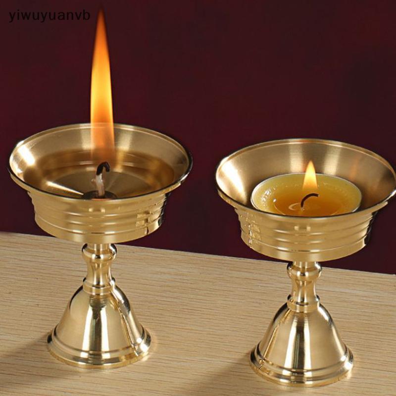 Yiwuyuanvb] 1PC เชิงเทียนทองแดงผู้ถือโคมไฟเนยโคมไฟยาว Candlesti ใส่เทียนถ้วยทองแดงตกแต่งบ้านใหม่
