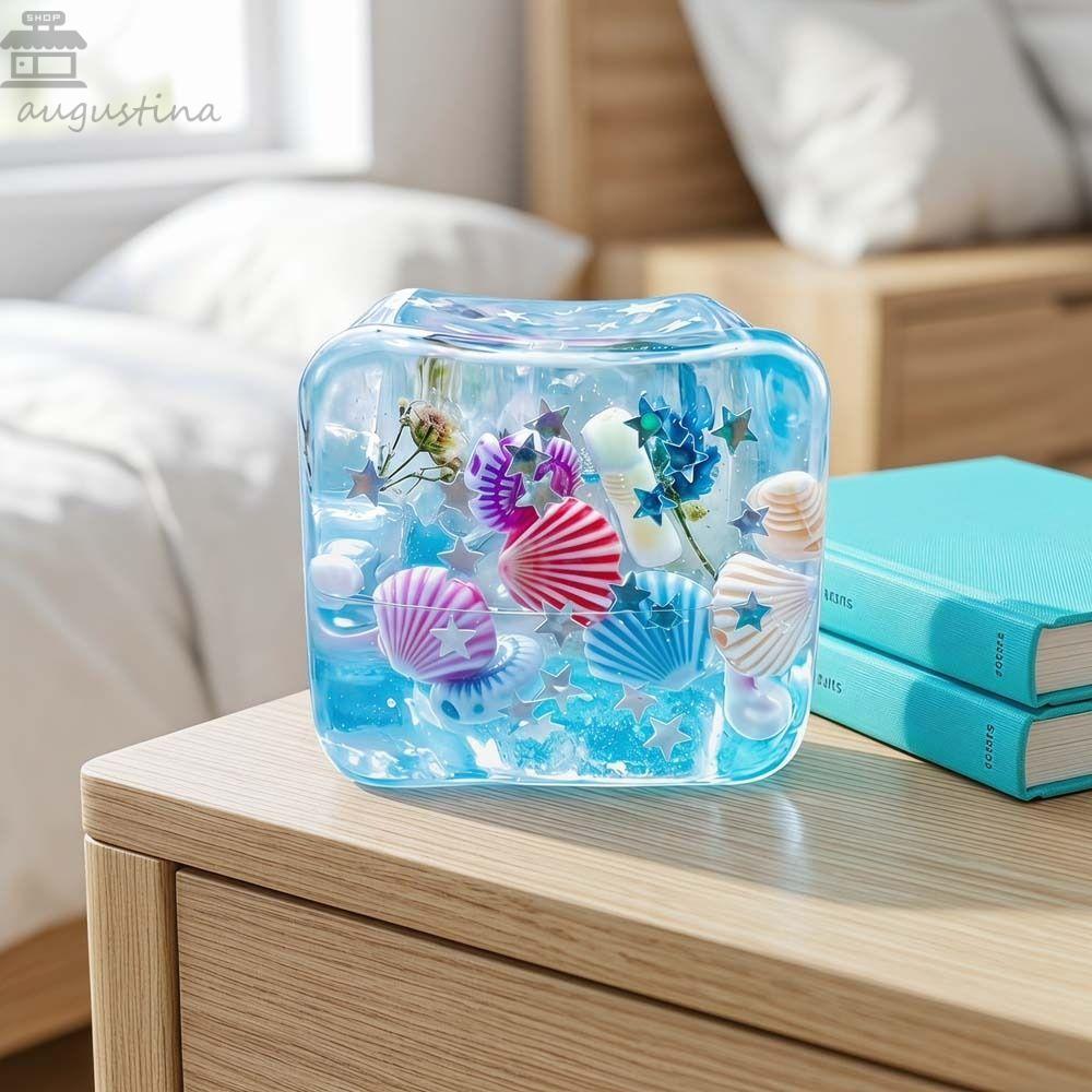 AUGUSTINA Blue Ocean Ice Cube Stress Ball, Slow Rising Soft Squishy Balls, น่ารักช้า Rebound Shell Filled Ocean Theme Sensory Fidget ของเล่นสังคมกิจกรรม