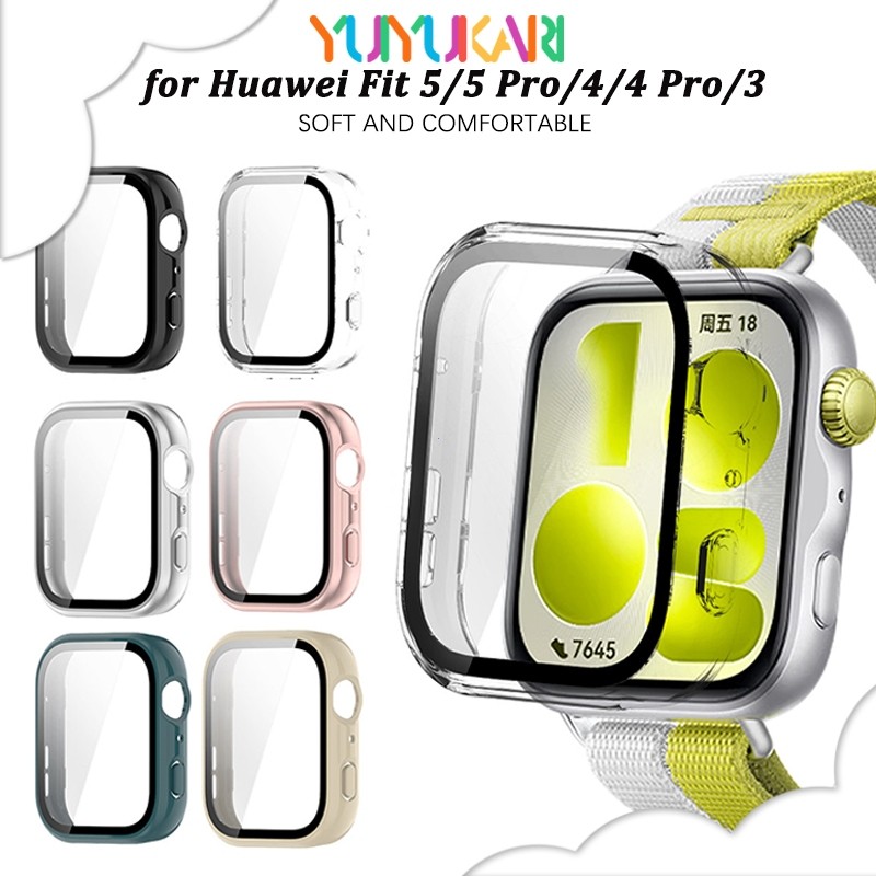 กรณีพีซีฟิล์มแก้วนิรภัยสำหรับนาฬิกา for smartwatch Huawei Fit 5/5 Pro/4/4 Pro/3 ป้องกันหน้าจอแข็งฝากกันชนสำหรับ